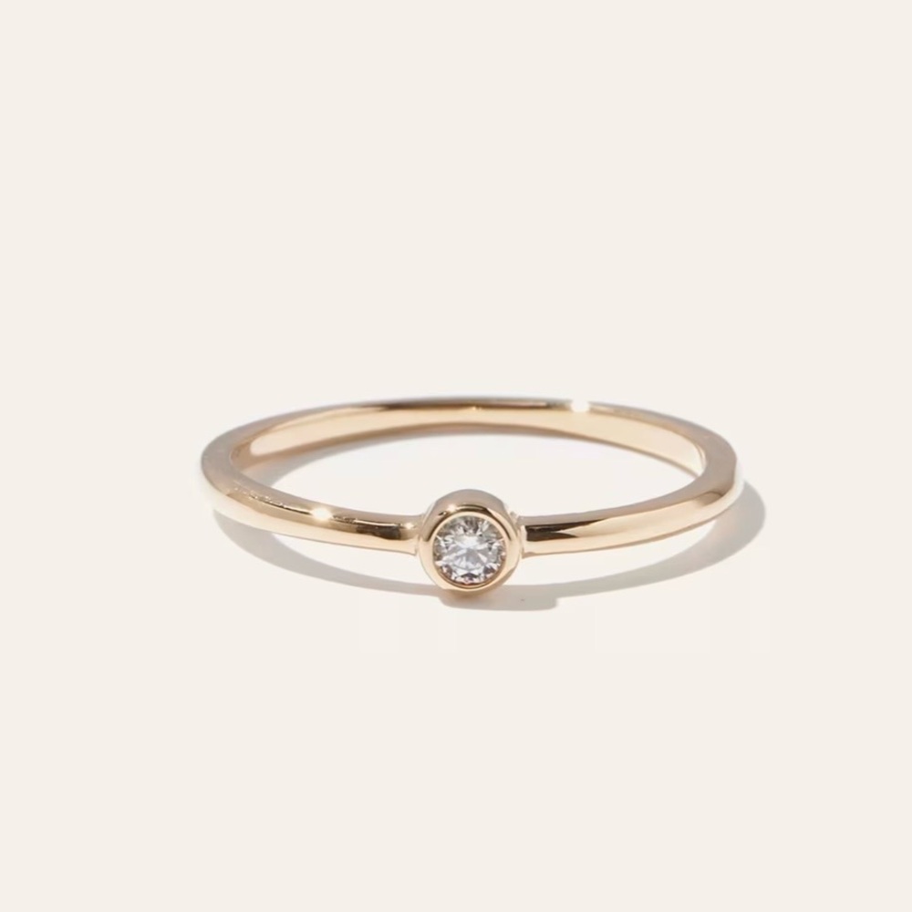 Gold Solitaire Bezel Ring - Women Jewelry